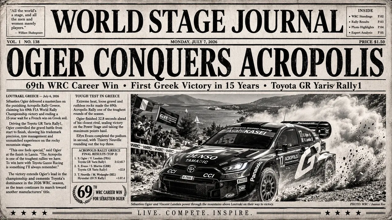 Ogier siegt bei der Akropolis â 69. WRC-Karrieresieg, erster Griechenland-Triumph seit 15 Jahren