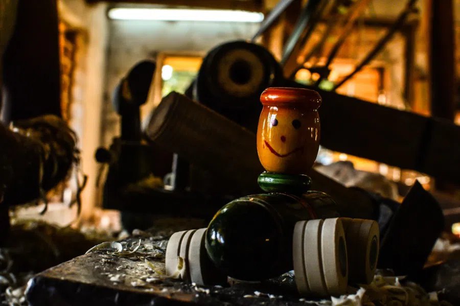 What comes off the lathe is collected, not swept into a bin